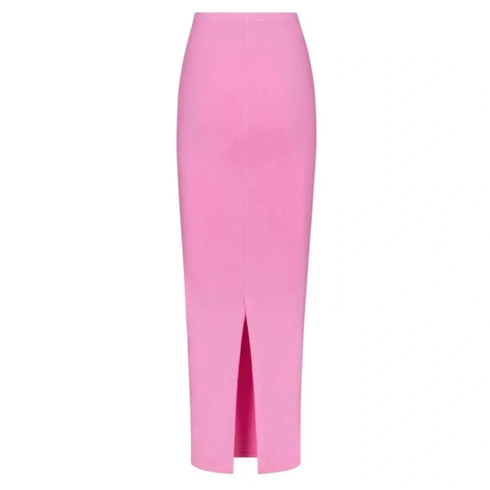 SKIMS Outdoor Long Skirt - Bubble Gum Pink Jersey Maxi Skirt - Picture 2 of 7